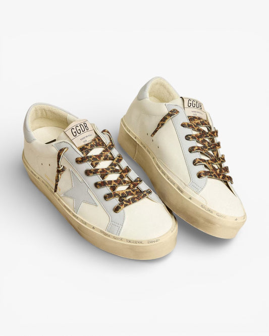 Golden Goose Hi Star LTD Leather Sneakers with Light Blue Star