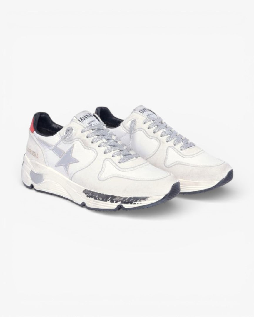 Golden Goose Running Sole Sneakers Red Heel Tab Silver Star