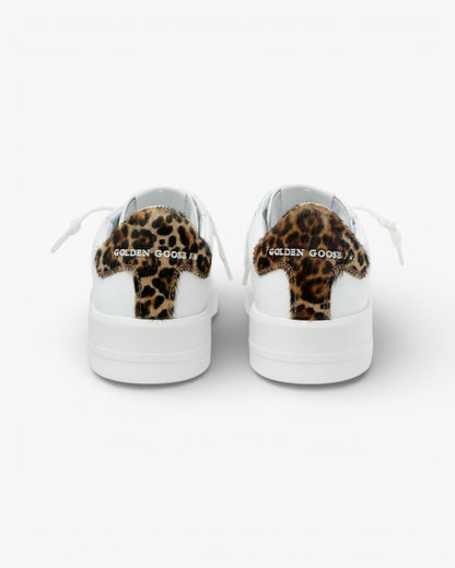 Golden Goose Purestar White Leather Sneakers Leopard Heel