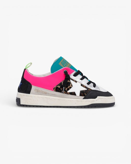 Golden Goose Yeah White Leather Sneakers Blue Glitter Star