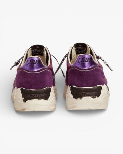 Golden Goose Suede Leather Mesh Running Sole Sneakers Metallic Purple Heel Tab