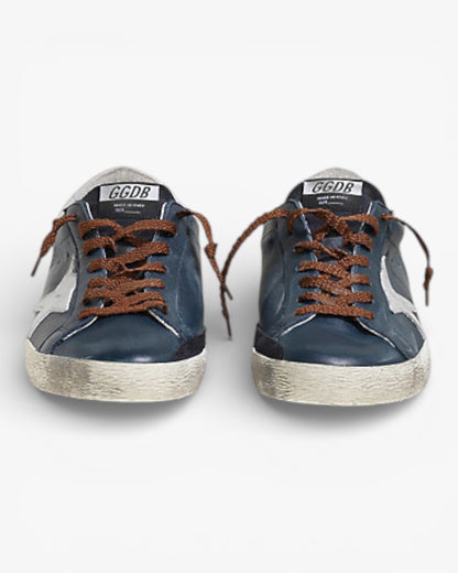 Golden Goose Super‑Star Sneakers Blue Leather Brown