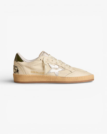 Golden Goose Ball Star Leather Sneakers Cream Silver Star
