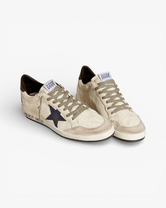 Golden Goose Ball Star White Blue Leather Sneakers