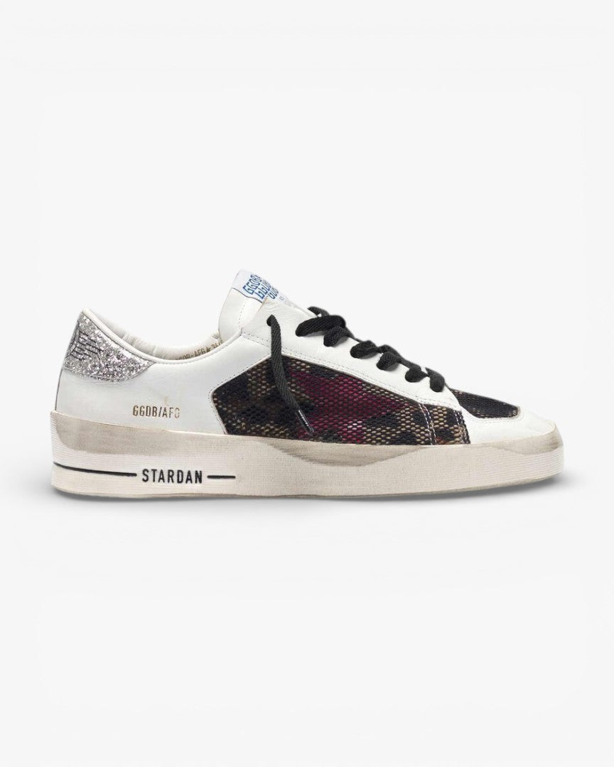 Golden Goose Leopard Print Star Glitter Heel Stardan Sneakers