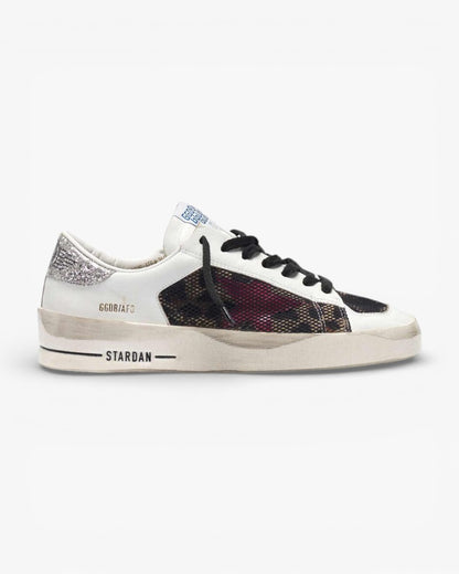 Golden Goose Leopard Print Star Glitter Heel Stardan Sneakers
