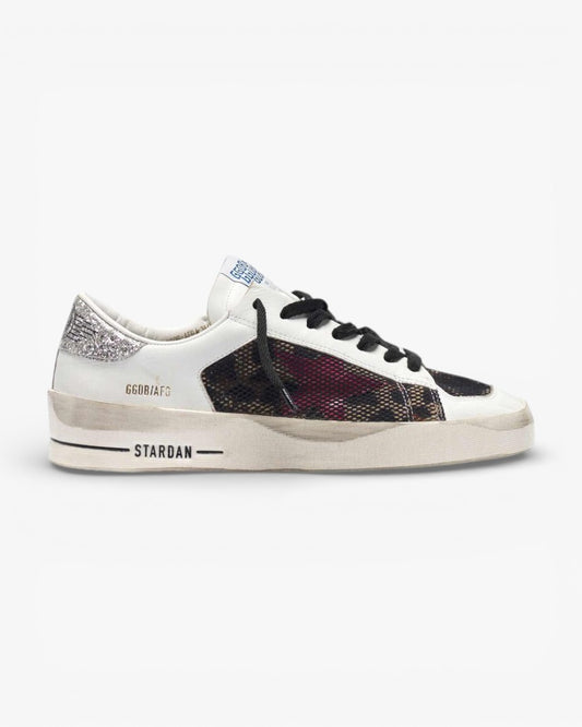 Golden Goose Leopard Print Star Glitter Heel Stardan Sneakers