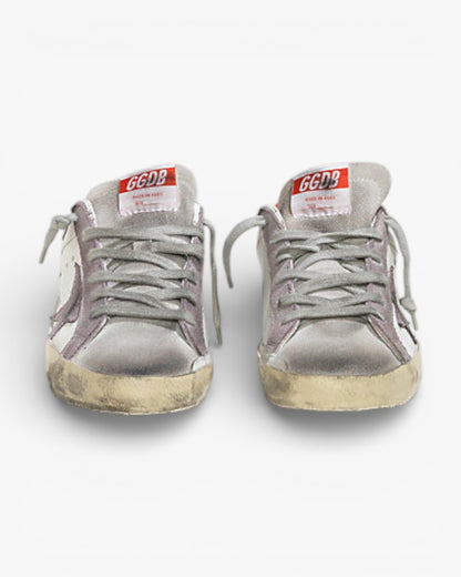Golden Goose Super Star Leather Sneakers Suede Star White Red Violet