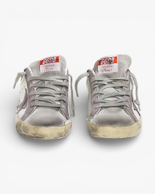 Golden Goose Super Star Leather Sneakers Suede Star White Red Violet
