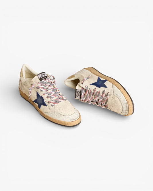 Golden Goose Ball Star Leather Sneakers Cream Blue Star