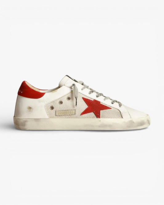 Golden Goose Superstar Sneakers White Leather Red Star