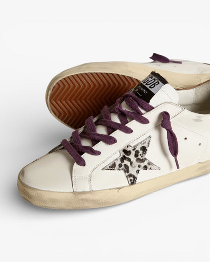 Golden Goose Super-Star Leopard Pony Skin Star Brown Nubuck Heel Tab