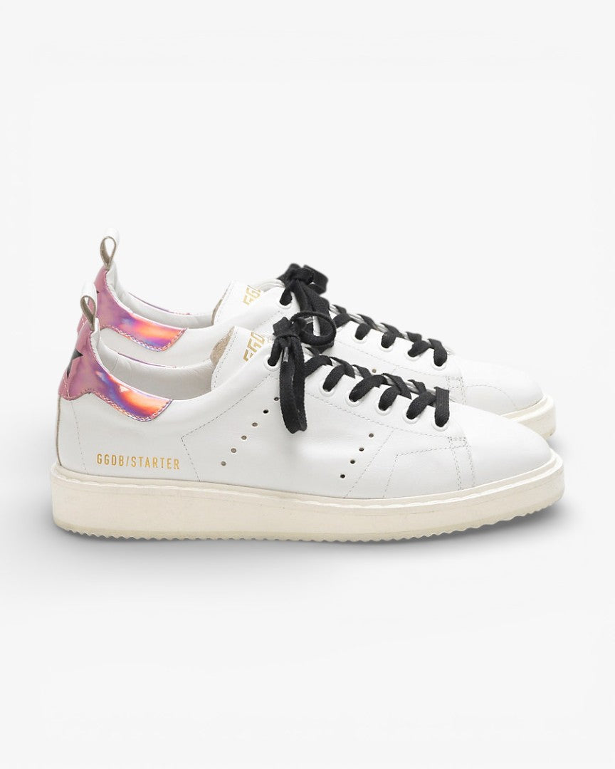 Golden Goose STARTER Sneakers G30WS631 with Calf Leather Upper and Iridescent Heel Tab