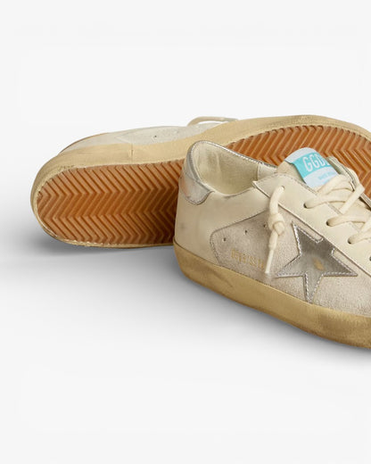 Golden Goose Super-Star White Leather Suede Silver Gold Leather Star