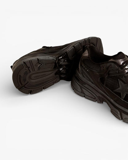 Golden Goose Lightstar Black Leather and Mesh Sneakers
