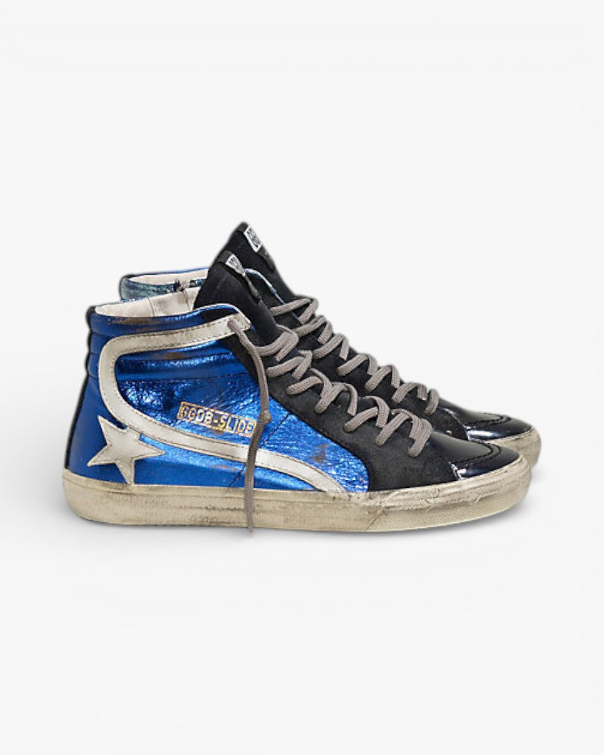 Golden Goose Slide Sneakers Pelle Star Blue Shades