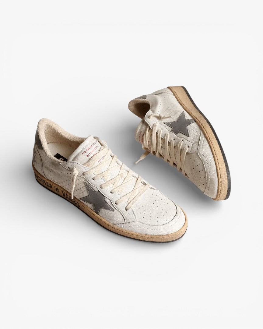 Golden Goose Ball Star White Nappa Sneakers Gray Reflective Star