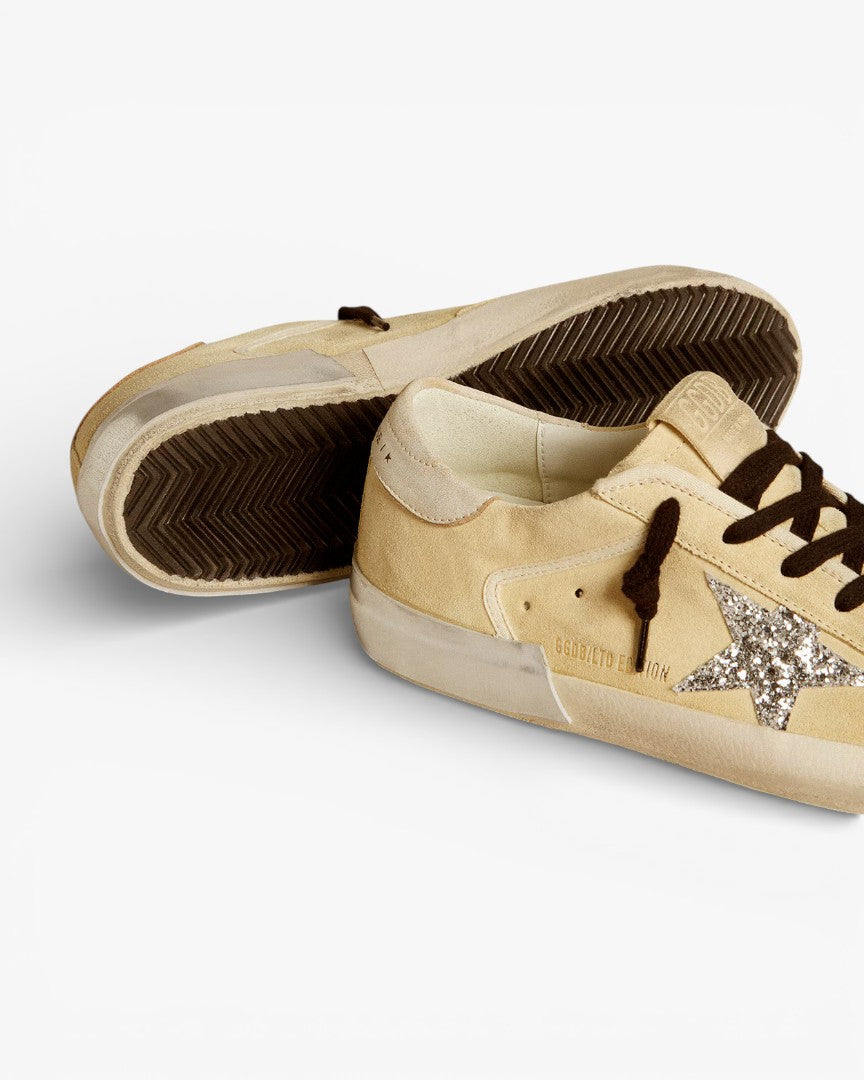 Golden Goose Women’s Super-Star LTD Suede Glitter Star Leather Heel Tab