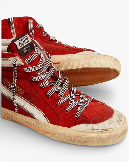 Golden Goose Slide Penstar Sneakers Suede Rosso White Details
