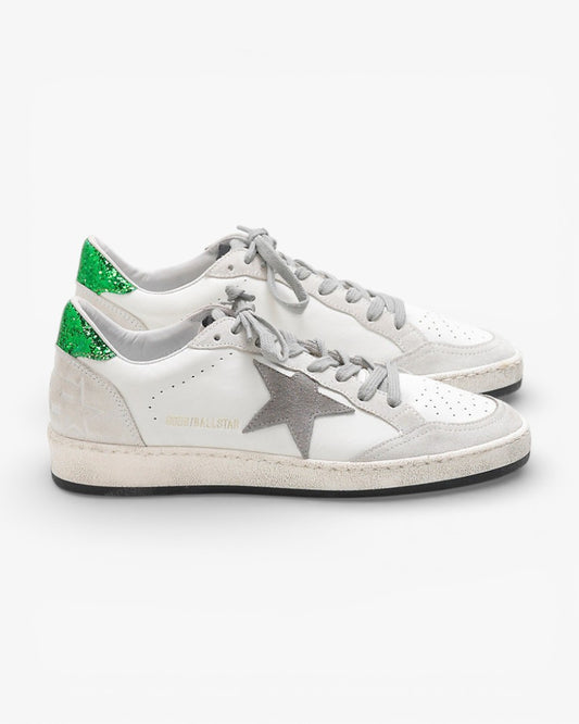 Golden Goose Ball Star Leather Suede Glitter Heel Sneakers
