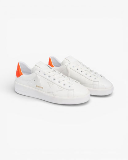 Golden Goose Purestar White Leather Sneakers Orange Heel