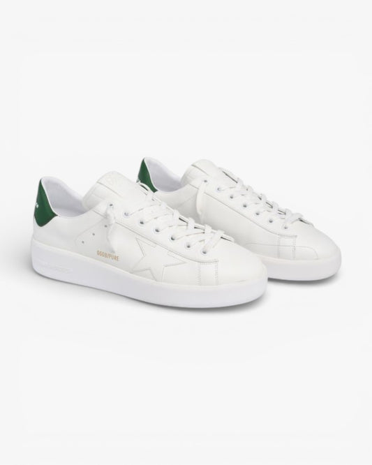 Golden Goose Purestar White Leather Sneakers Green Heel
