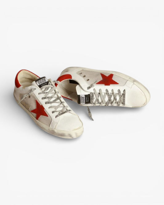 Golden Goose Superstar Sneakers White Leather Red Star
