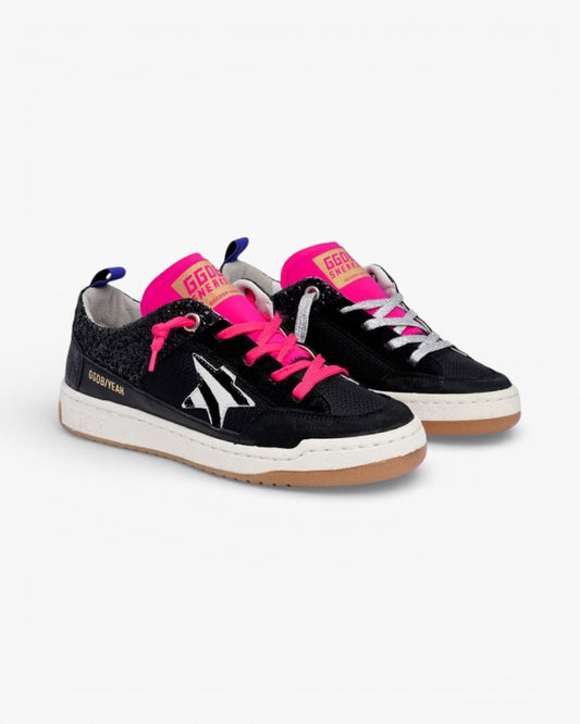 Golden Goose Yeah Black Sneakers Glitter Zebra Print Star