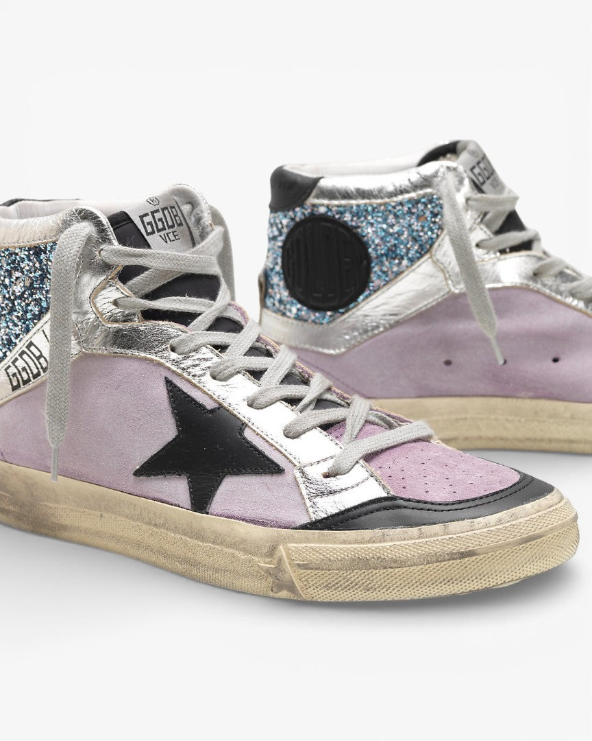 Golden Goose Hi-Star Sneakers Pink Glitter Silver Star