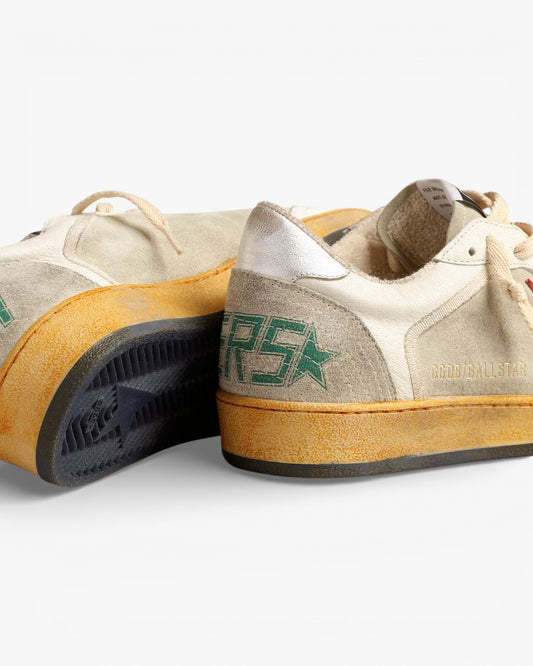 Golden Goose Ball Star Gray Suede Sneakers Red Star Silver Tab
