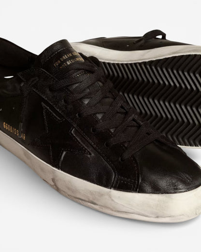 Golden Goose Men’s Super-Star Black Nappa Black Suede Star Heel Tab