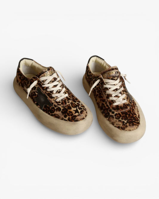 Golden Goose Space Star Leopard Pony Skin Sneakers