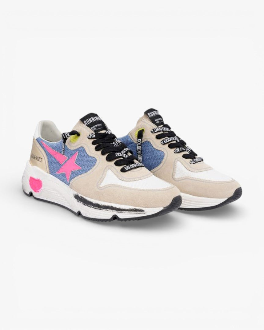Golden Goose Running Sole Sneakers Suede Gold Detail