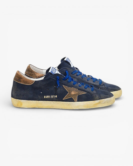Golden Goose Super Star Navy Suede Sneakers Leather Star