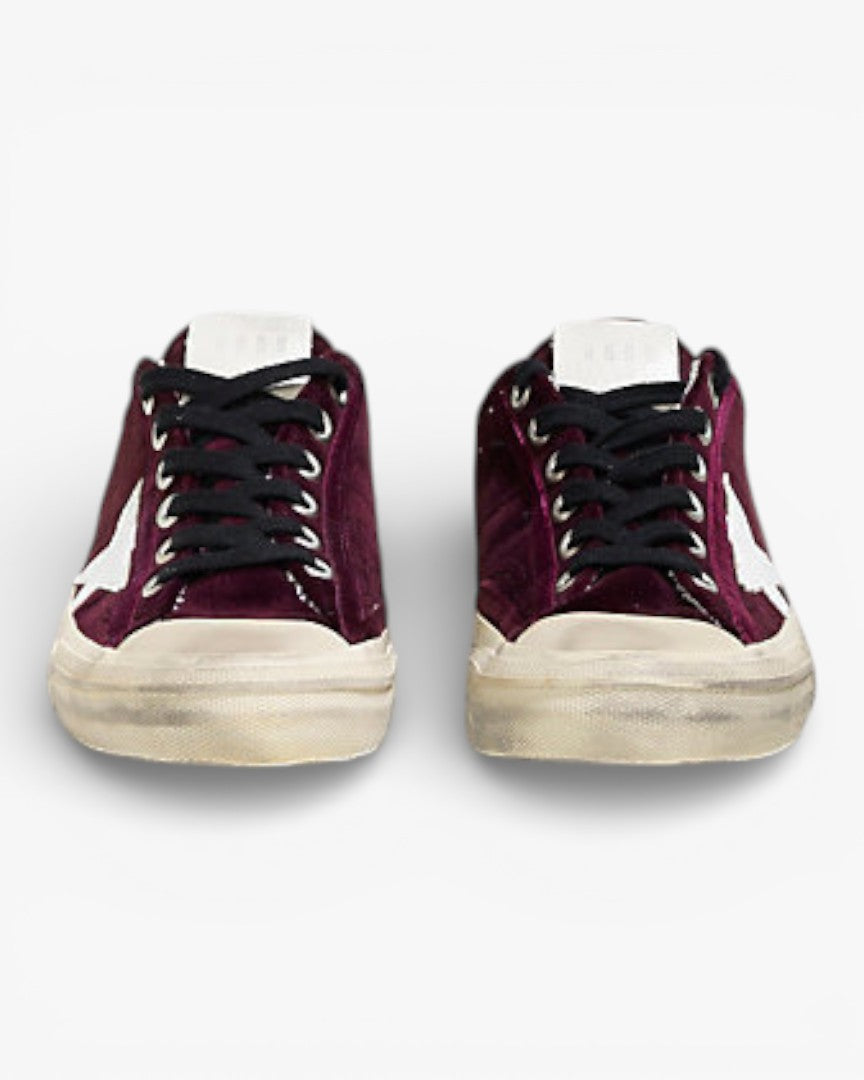 Golden Goose V‑Star 2 Sneakers Plum Velvet Leather Star