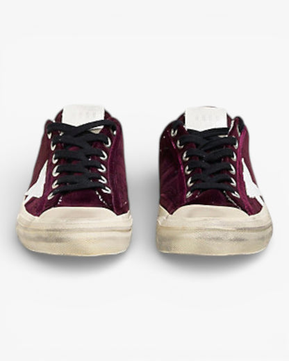 Golden Goose V‑Star 2 Sneakers Plum Velvet Leather Star