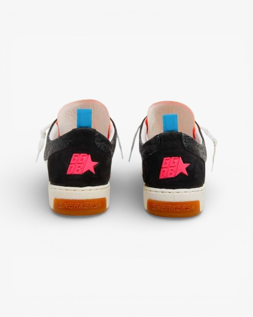 Golden Goose Yeah Black Leather Sneakers with Fluorescent Star