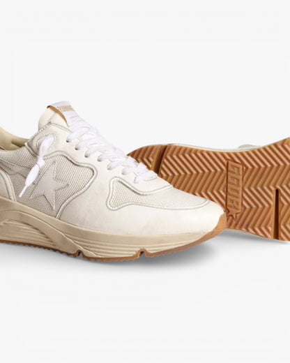 Golden Goose Women’s Running Sole Sneakers Optical-White Mesh Nappa Leather White Star
