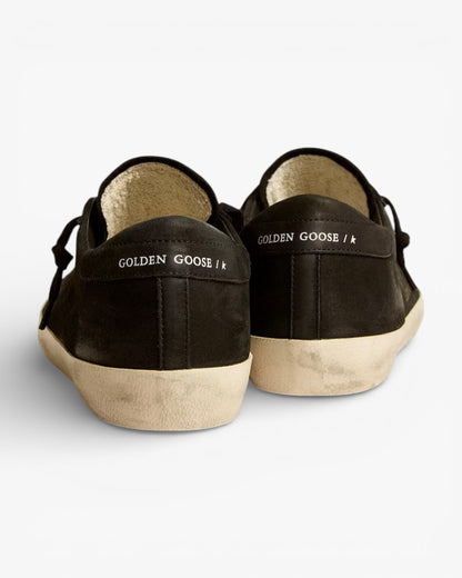 Golden Goose Men’s Super-Star Black Nubuck Perforated Star Heel Tab