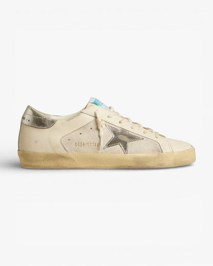 Golden Goose Super-Star White Leather Suede Silver Gold Leather Star