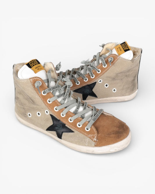 Golden Goose FRANCY Wool-Beige Sneakers Handcrafted Custom Couples