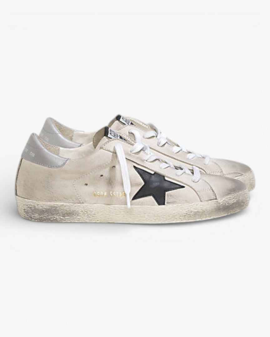Golden Goose Super‑Star Sneakers Cream Nubuk Black Leather