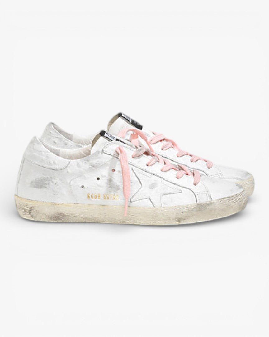 Golden Goose Super‑Star Sneakers White Ostrich Leather