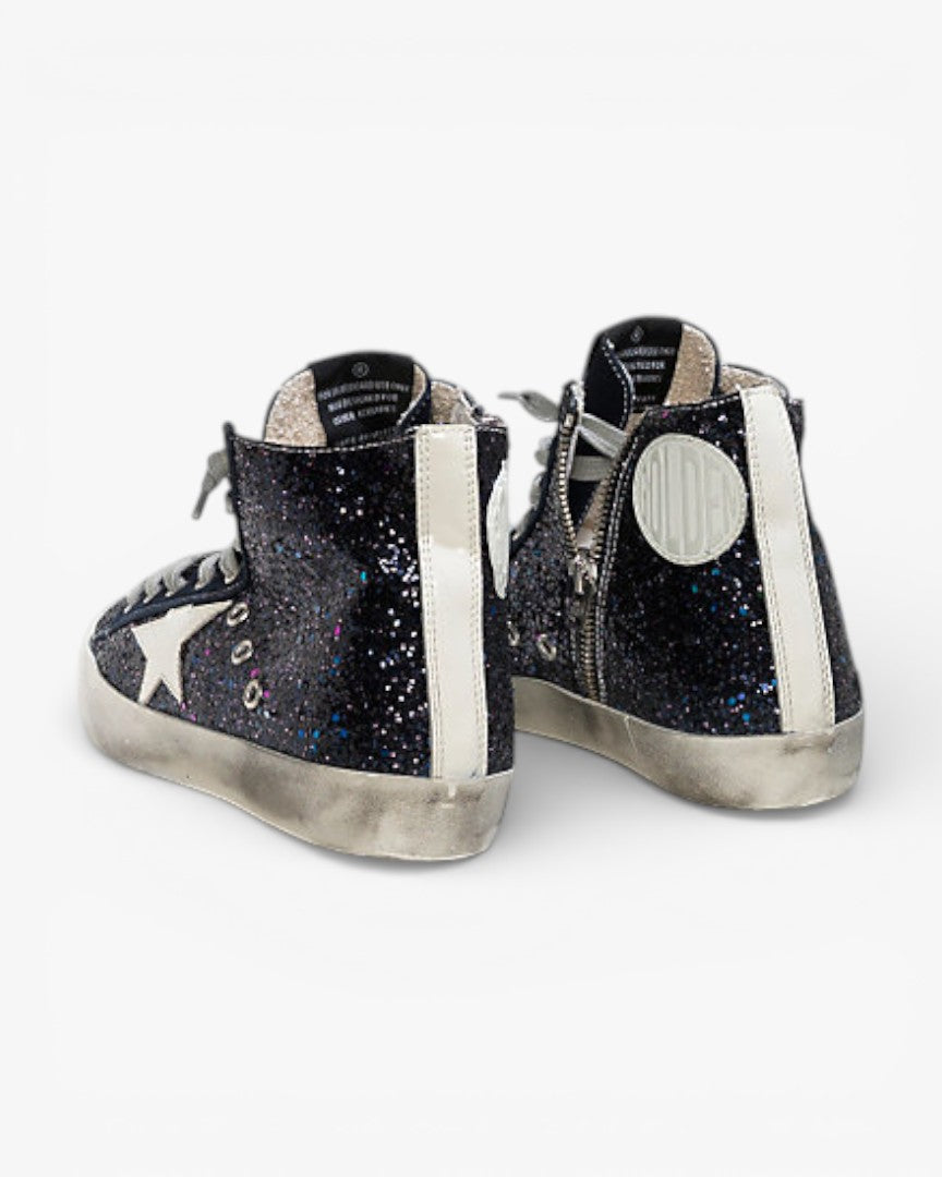 Golden Goose FRANCY Sneakers Fabric Embroidered Glitter Leather Star Space Glitter
