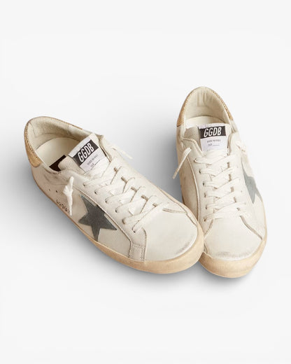 Golden Goose Super-Star Suede Star Platinum Snake-Print Leather Heel Tab