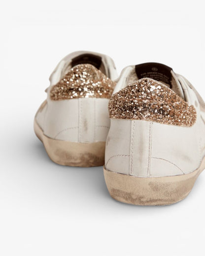Golden Goose Old School Sneakers with Gold Star and Glitter Heel Tab