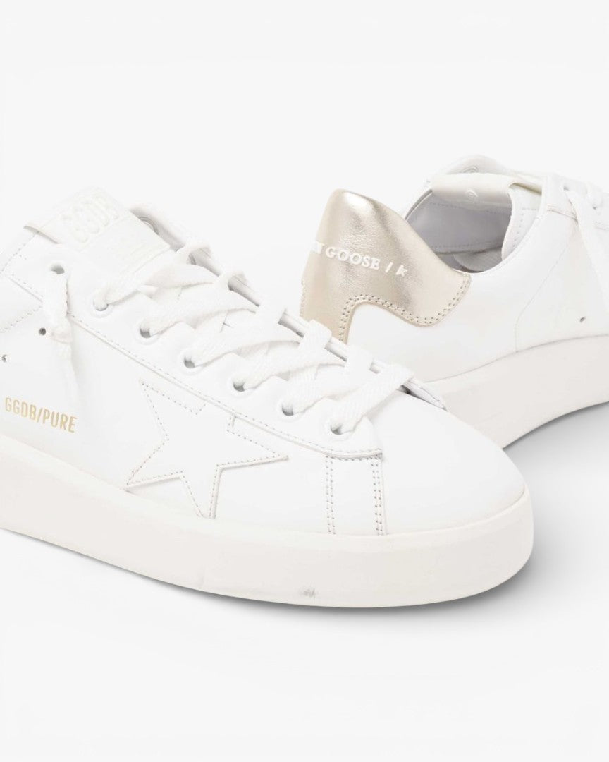 Golden Goose Purestar White Leather Sneakers Gold Heel Tab