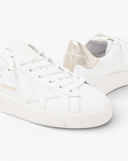 Golden Goose Purestar White Leather Sneakers Gold Heel Tab