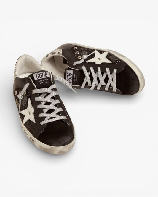 Golden Goose Super‑Star Sneakers Glitter Handwritten Lettering