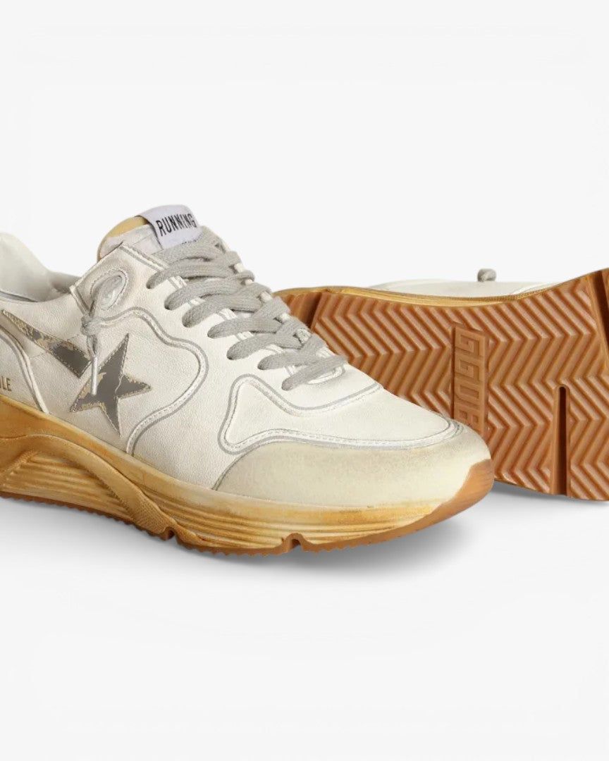 Golden Goose Running Sole Sneakers Star Heel Tab Leather Silver Digital Print